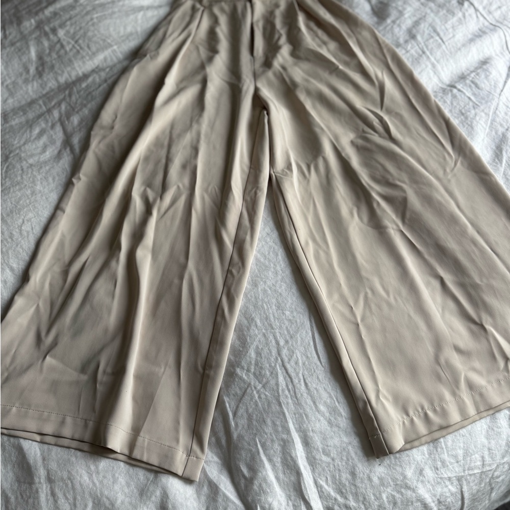 Chic Beige Wide Leg Pants